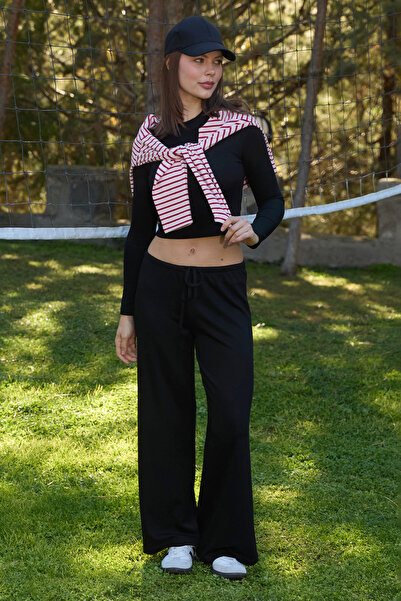 Fulla Moda Wide Leg Modal Pants with Tie Waist