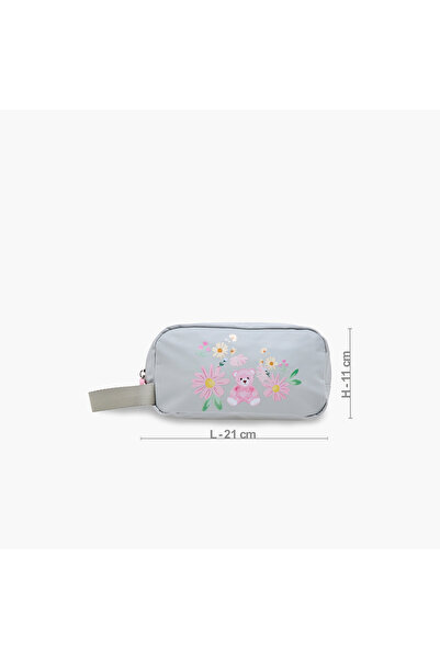 Juniors Bear Print Pencil Pouch with Zip Closure