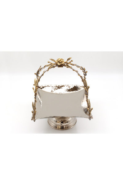 ANTEPSEPETİ Silver Plated Copper Square Handheld Presentation Stand