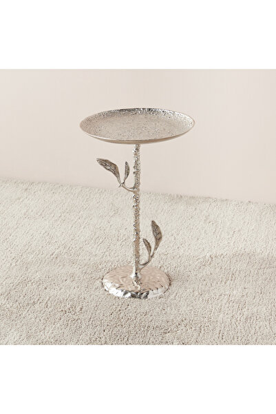 Lifestyle Metal Top Accent Table with Leaf Base - 34x34x55 cms