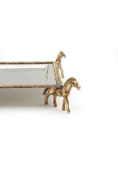ANTEPSEPETİ Silver Plated Copper Horse Motif Tray