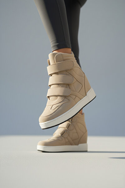 Fox Shoes V367856002 Beige Suede Hidden Heeled Velcro Sports Boot