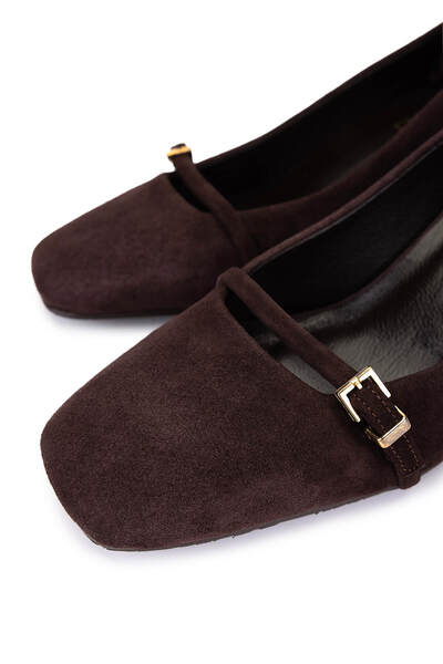 Tamer Tanca Women's Genuine Leather Brown Suede Classic Shoes