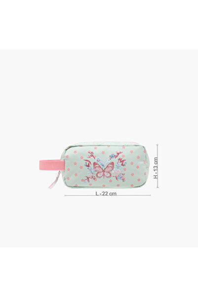 Juniors Butterfly Print Pencil Pouch with Zip Closure