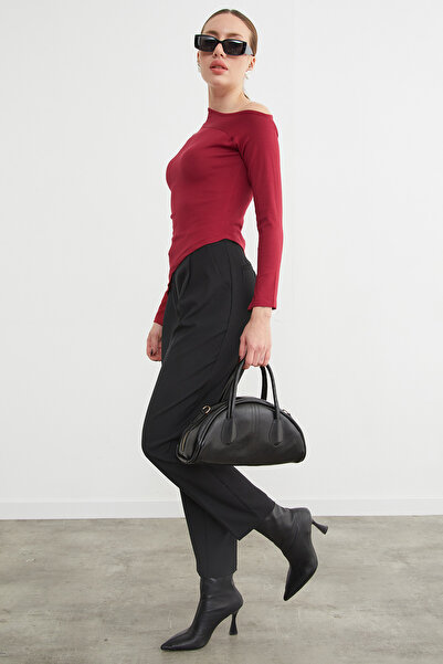 Fulla Moda Basic Asymmetric Slit One Shoulder Blouse