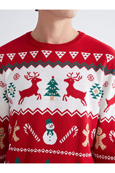 LC Waikiki Özmarka New Season Crew Neck Christmas Themed Men's Knitwear Sweater