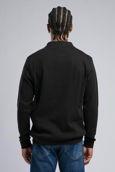 Lee Cooper Sirius Men's 100% Cotton Polo Collar Sweatshirt Black