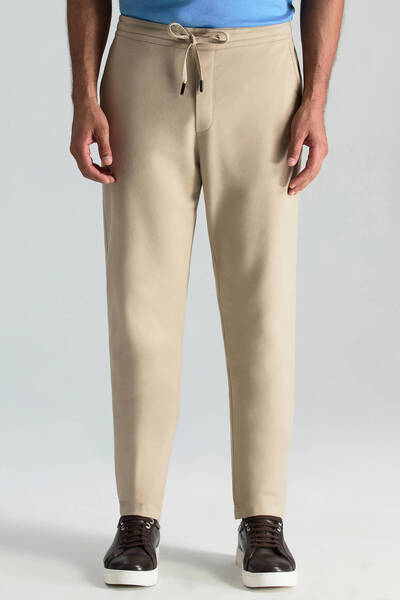 Hemington Pamuk Karışım Relax Fit Jogger Bej Chino Pantolon
