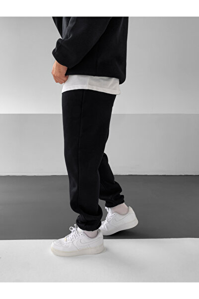 NO1 KONSEPT Μαύρο Premium επένδυση fleece Πλεκτό Σετ Φόρμας με 3 Κλωστές