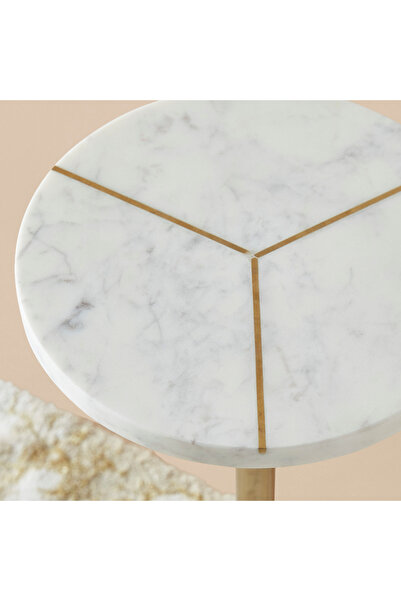 Lifestyle Round Marble Top Accent Table - 23x23x54 cms