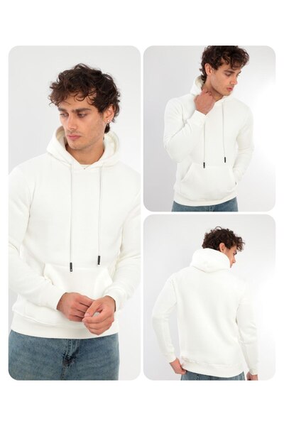 FRANCO RENZO Unisex Standard Cut 3 Thread Hooded Cotton Sweatshirt with Fleece Inside