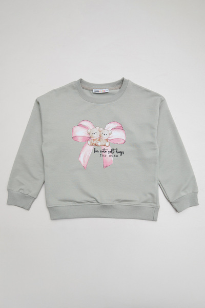 Fulla Moda Bow and Teddy Bear Printed Girls' 2-Piece Set