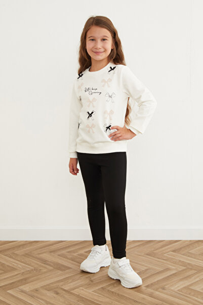 Fulla Moda Kurdele Printed Crew Neck Girls' Sweatshirt