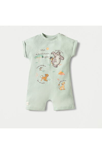 Disney Lion King Print Romper with Short Sleeves and Button Closure