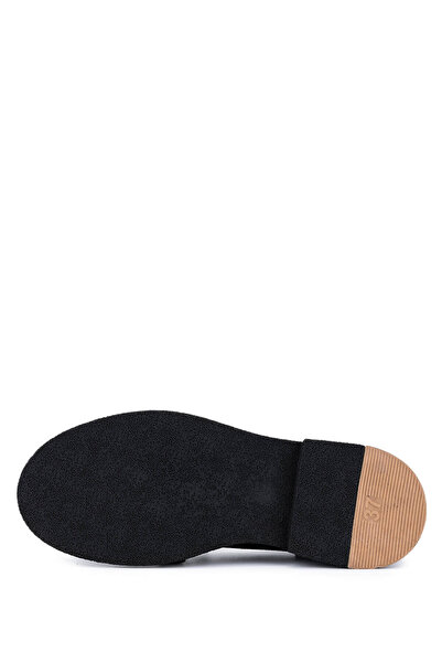 Tamer Tanca Kadın Hakiki Deri Siyah Süet Loafer Ayakkabı