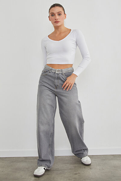 Fulla Moda Μπλούζα με μακρύ μανίκι με λαιμόκοψη σε σχήμα V