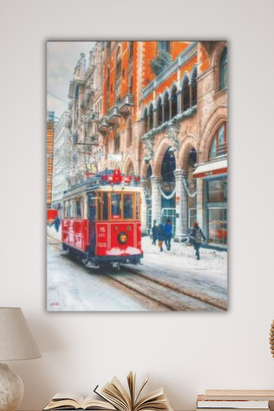 DURUSA Strada Istiklal din Istanbul, Tablou MDF Tramvaiul Roșu, 30x20 cm, Dec...