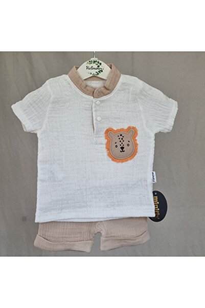 Victorino Short-sleeve muslin set – lion print