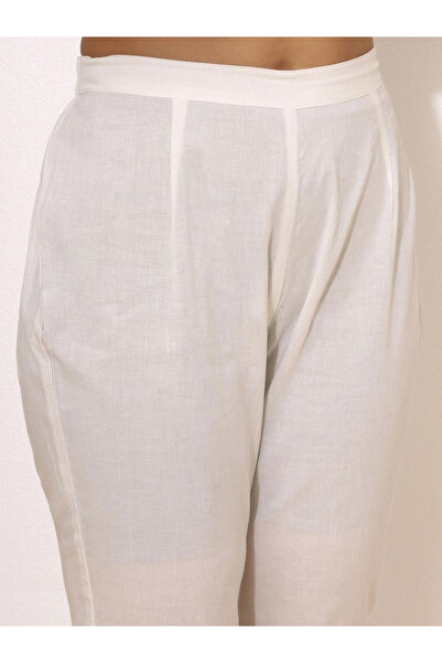 Ishin By Styli White Cotton Blend Kurta with Pants and Dupatta Set