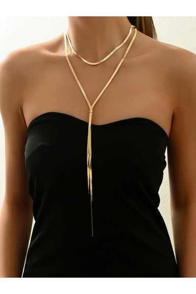 Take Two By Styli Layered Long Y Necklace