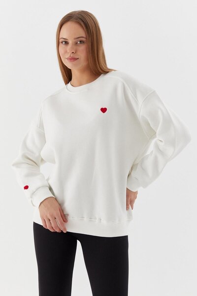 Shopping Shop Heart embroidered sweatshirt ecru