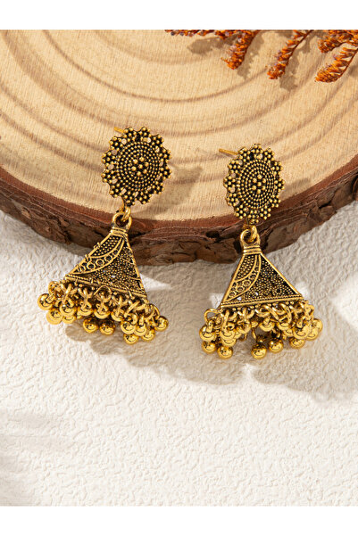 Take Two By Styli Gold Tone Texture Bell Jhumka Earrings