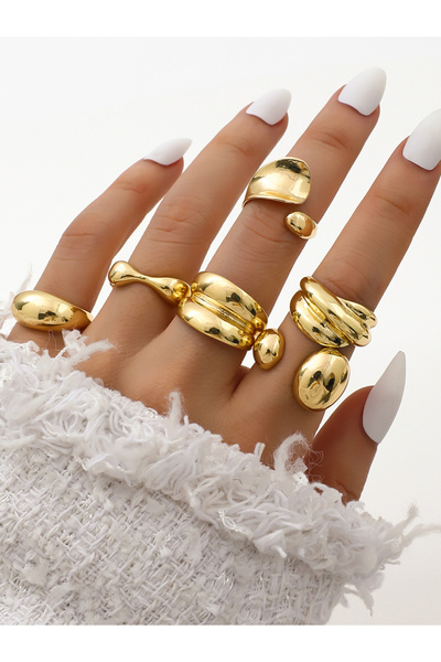 Take Two By Styli مجموعة من 6 خواتم سميكة متنوعة