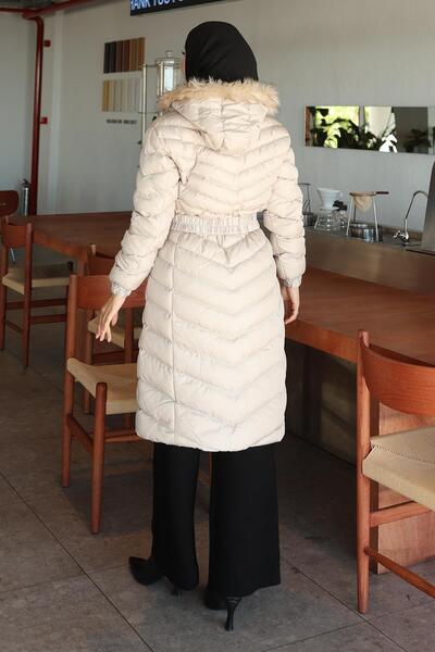 Missvalle Hooded Puffer Jacket Beige 6155