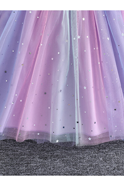 Take Two By Styli Graphic Print Ruffle Detail Mesh Hem Dress