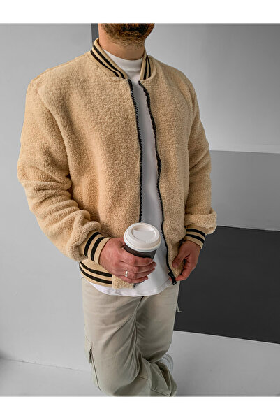 NO1 KONSEPT Μπεζ μπουφάν με φερμουάρ Premium Plush College