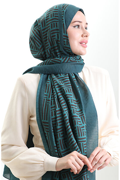 sefamerve Karaca Natural Fiber Shawl 82008-06 Petrol Brown