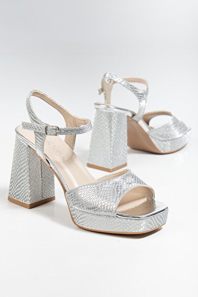 ALTIN TOPUK Silver Glitter Platform Heeled Shoes