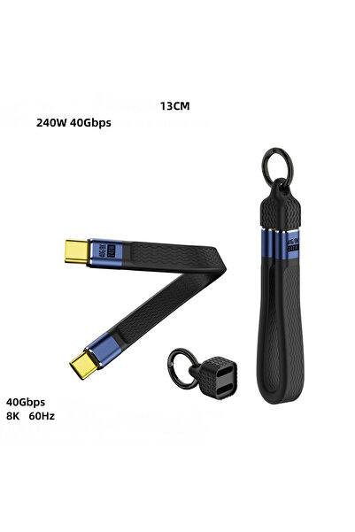 silabor USB 4.0 Esnek Kısa Kablo, Tam Özellikli Veri Kablosu, 40 Gb Aktarım P...