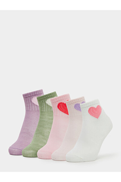 Styli Pack of 5 - Girls Heart Pattern Socks