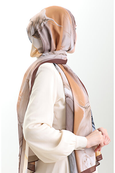 sefamerve Hanzade french silk shawl 70328-04 mustard brown