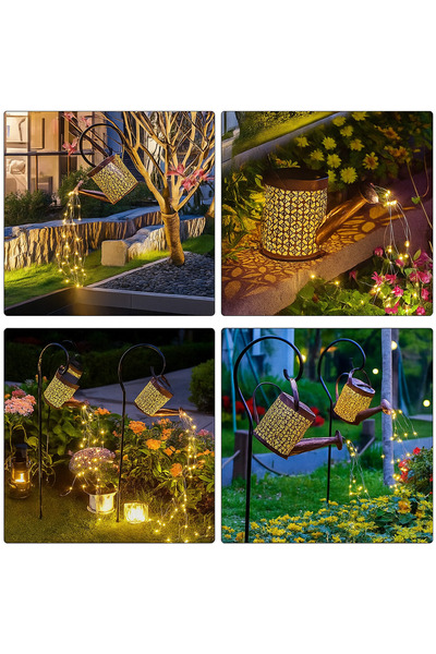 Super Lampă Solară LED Tip Stropitoare, Design Retro, Proiectie Lumină Caldă, 80cm