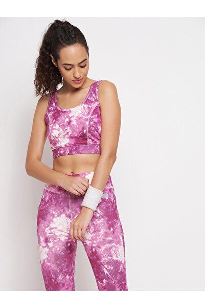 Clovia By Styli Medium Impact Padded Non-Wired Marble Print Sports Bra