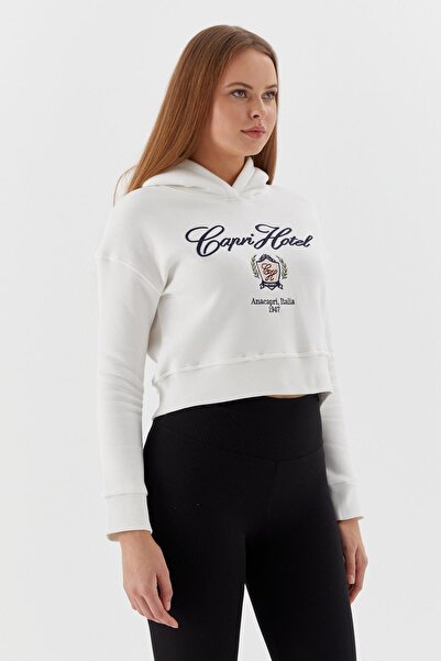 Shopping Shop Hooded short sweatshirt ecru