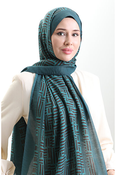 sefamerve Karaca Natural Fiber Shawl 82008-06 Petrol Brown