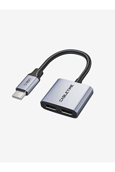 Cabletime موزع USB-C 2 في 1 — محول سماعة رأس وشاحن USB-C مزدوج