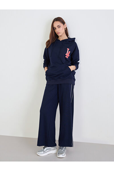 Styli Navy Blue Oversized Longline Hoodie and Joggers Co-Ords
