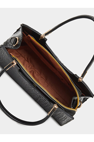 Take Two By Styli Croc Textured Double Top Handle Handbag