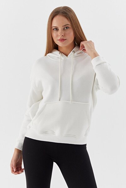 Shopping Shop Hooded Sweatshirt with Front Pocket Ekru