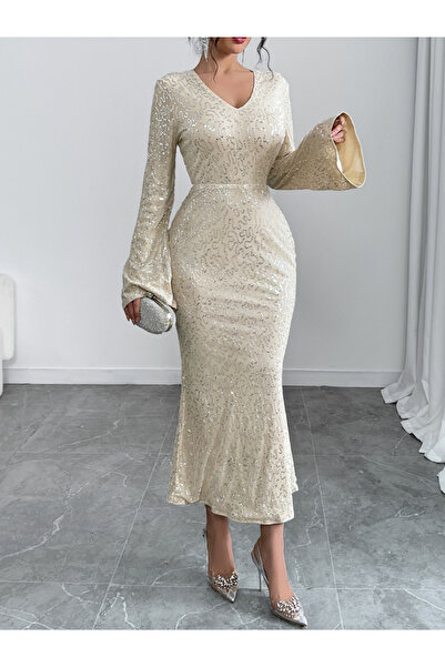 Take Two By Styli All Sequins Embellished Mermaid Hem Maxi Dress