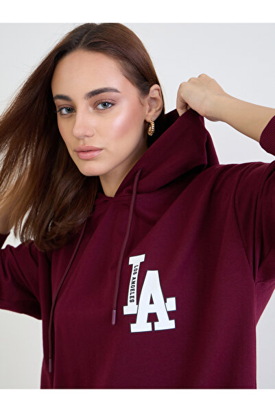 Styli Burgundy Oversized Longline Hoodie and Joggers Co-Ords