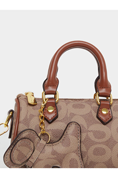 Take Two By Styli Women Brown Bowling Bag with Charm