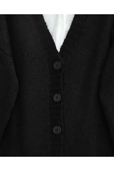 Modamorfo Buttoned Front Knitted Sweater Cardigan - Black