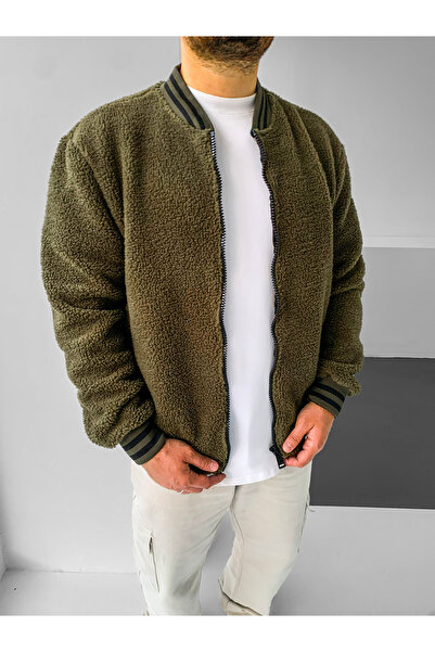 NO1 KONSEPT Πράσινο μπουφάν με φερμουάρ Premium Plush College