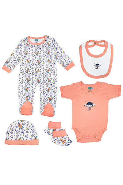 Babies Basic مجموعة من 5 قطع تتضمن مريلة، رومبير، قفازات، قبعة وبدلة نوم، من ...