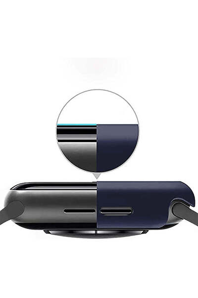 Casey Studios Husa cu Folie Apple Watch 9/8/7 - 45MM, Policarbonat Dur, Slim, Anti-Soc Full Screen, Midnight Blue